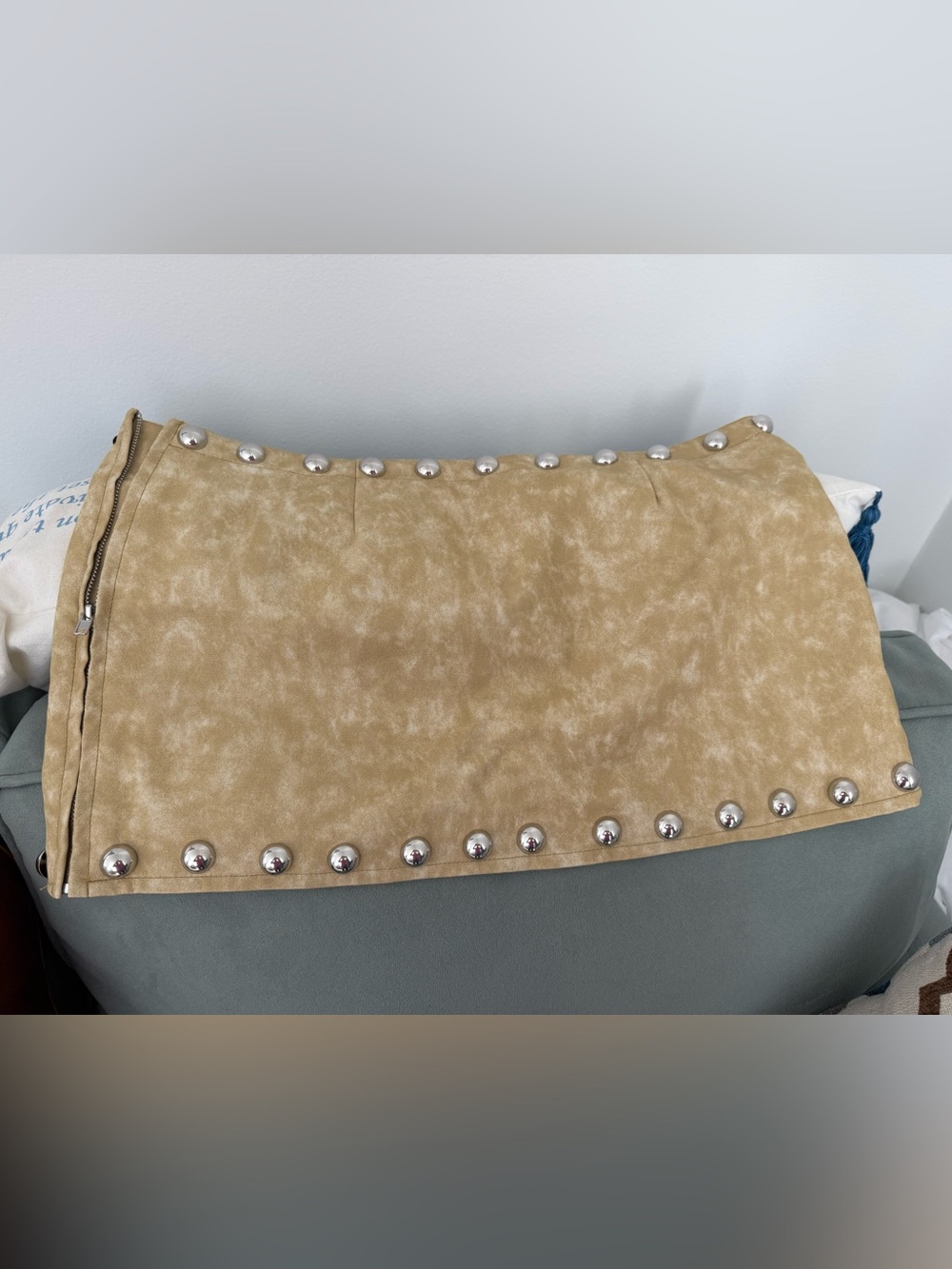 Jaded London Taupe Faux Suede Mini Skirt with Silver Studs
